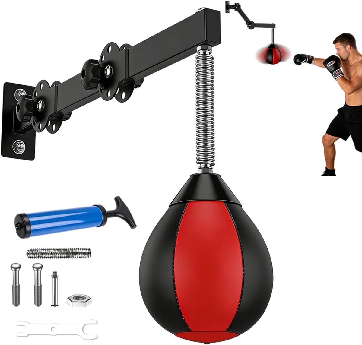 SnelShoppen - Hangende bokszak voor snelheidstraining, opvouwbare boksbal, hoogte verstelbaar, ideaal voor thuis, fitness, coördinatietraining, voor j