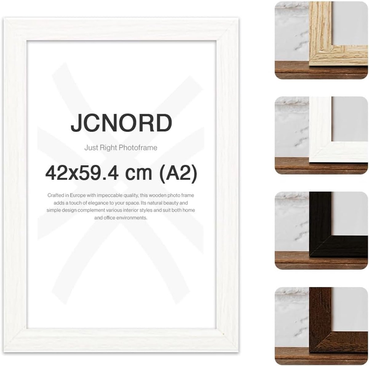 SnelShoppen - MDF Houten Fotolijst Wit 42x59,4 cm (A2) met Breukvast Acrylglas | Moderne Fotolijst voor Muren en Tafels, Ideaal voor Thuis en Kantoor