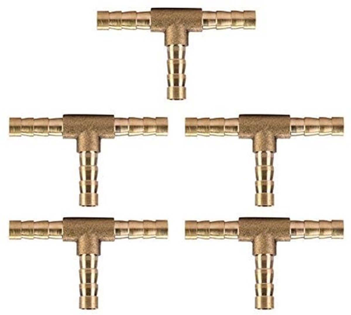 T-Stuk - Messing - 5 Stuks - Voor Lucht/Water/Olie/Gas - Eenvoudige Installatie - Corrosiebestendig - T-stukconnector