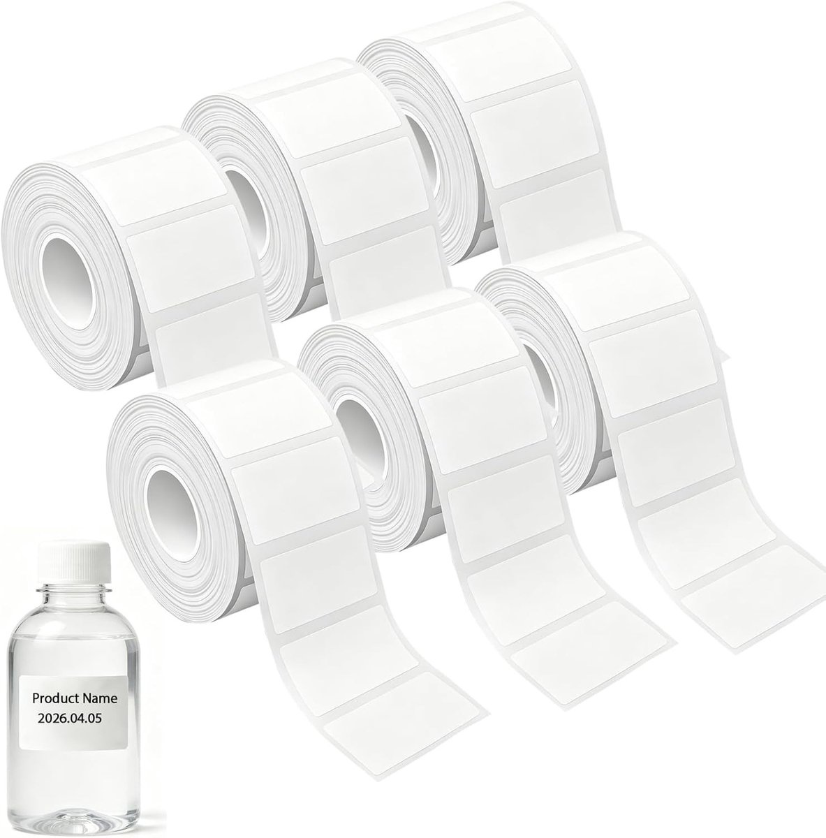 Zelfklevende waterdichte etiketten voor labelprinters - 6 rollen van 80 etiketten, BPA-vrij, hoge kleefkracht, thermische print, ideaal voor verzending en organisatie