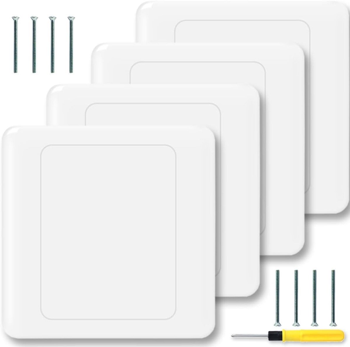 Set van 4 Wandcontactdoos Covers, Elektrische Meter Beschermplaten, 86 x 86 mm, Geschikt voor Rechthoekige Inbouwcontactdozen, Duurzaam en Veilig