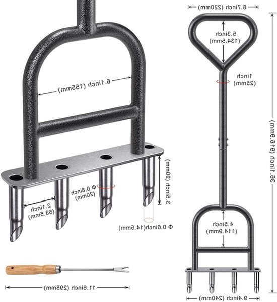 Gazonbeluchter Tool - Gras Beluchten - Tuin Onderhoud - Verbeterde Holle Tand - 44 x 23 cm — afbeelding 2