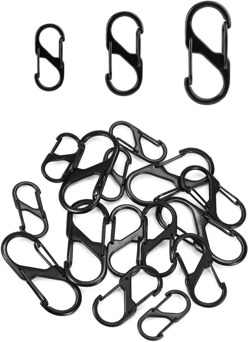 Diefstal Afschrikkende Rits Clip voor Rugzak en Koffer - Dual Locking Karabijnhaak - Zwart - 3 Maten