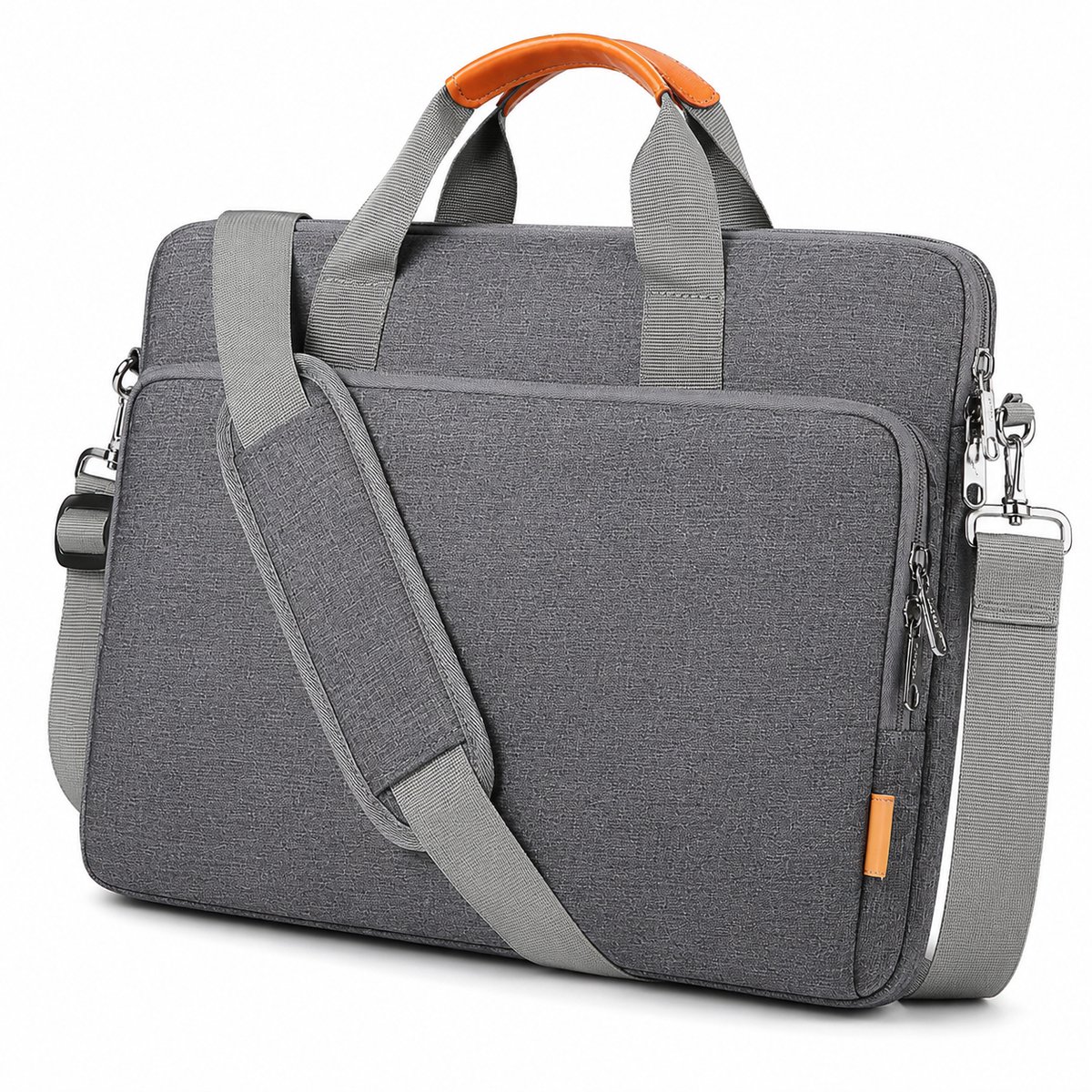 VHV - Laptoptas 15,6 Inch - Waterafstotende Laptop Aktetas met Schouderband en 3 Compartimenten - Voor Werk en Reizen - Grijs