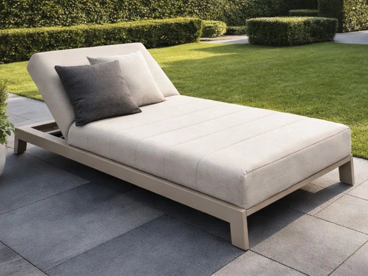 Fonteyn Ligbed Bite Heritage Papyrus - Dubbel Ligbed en Loungebed voor 2 Personen - Verstelbare Rugleuning - 90 x 100 cm - Aluminium - Geschikt voor Tuin, Terras en Balkon