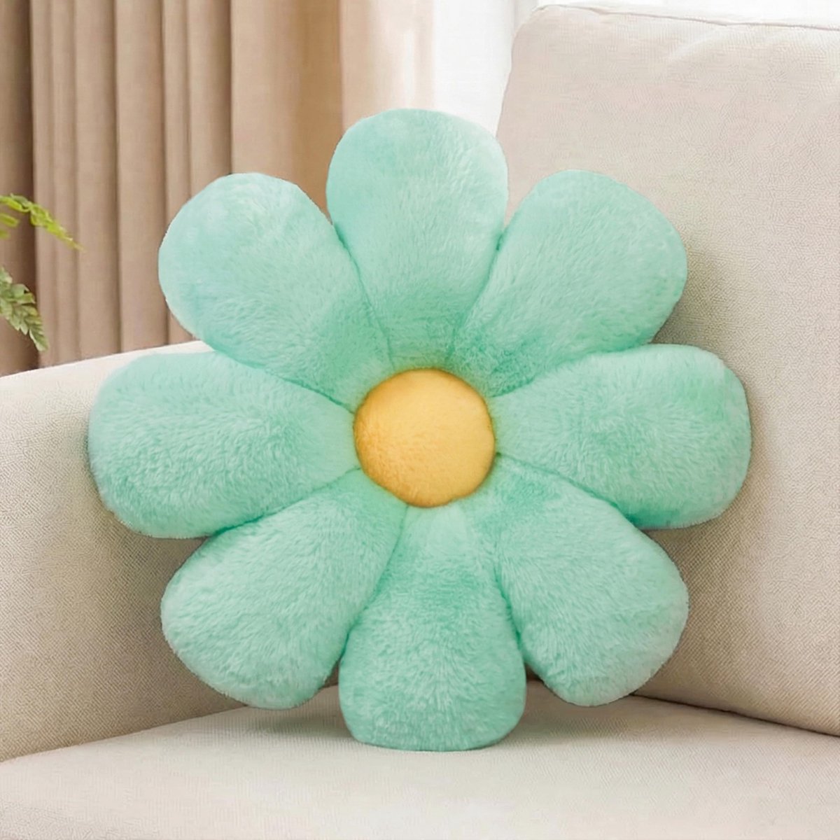 SnelShoppen - Aryan Bloemkussen Groen - Schattige Vloerkussens 38 cm voor Slaapkamer en Bank - Preppy Kamerdecoratie - Zachte Sierkussens voor Feesten