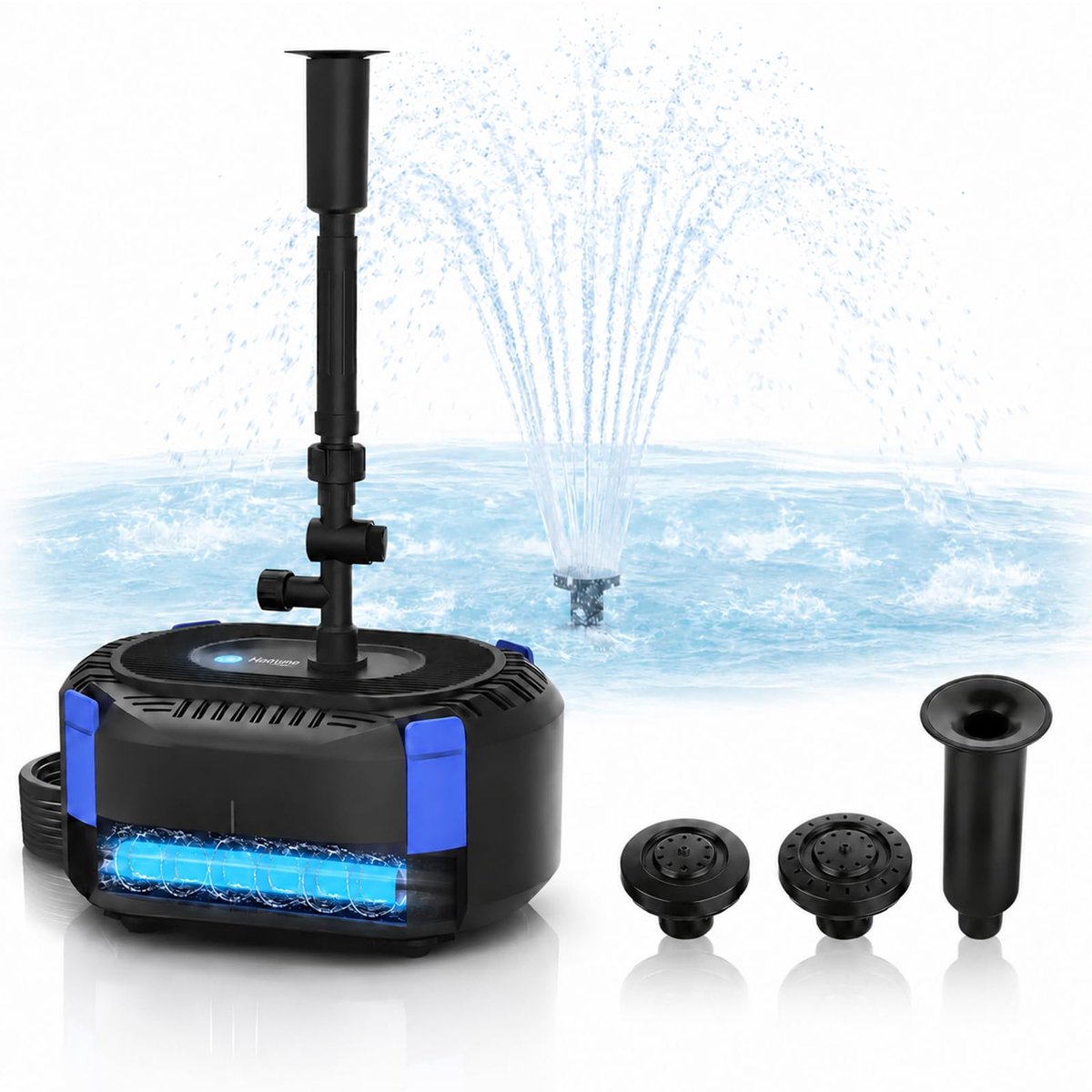 SnelShoppen - Harune Vijver Filter Pomp Kit 3000L/H met 8W UV Licht voor Tuin, Max Hoofd 2.5m, Ideaal voor Vijvers en Waterpartijen