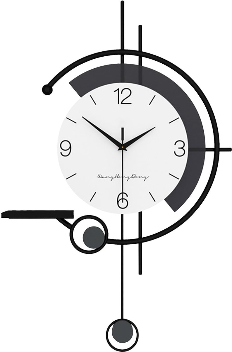 SnelShoppen - Moderne Minimalistische Wandklok Zonder Tikken, Geruisloze Klokken met Slinger, Scandinavische Stijl Decoratieve Klok, Wandklokken voor