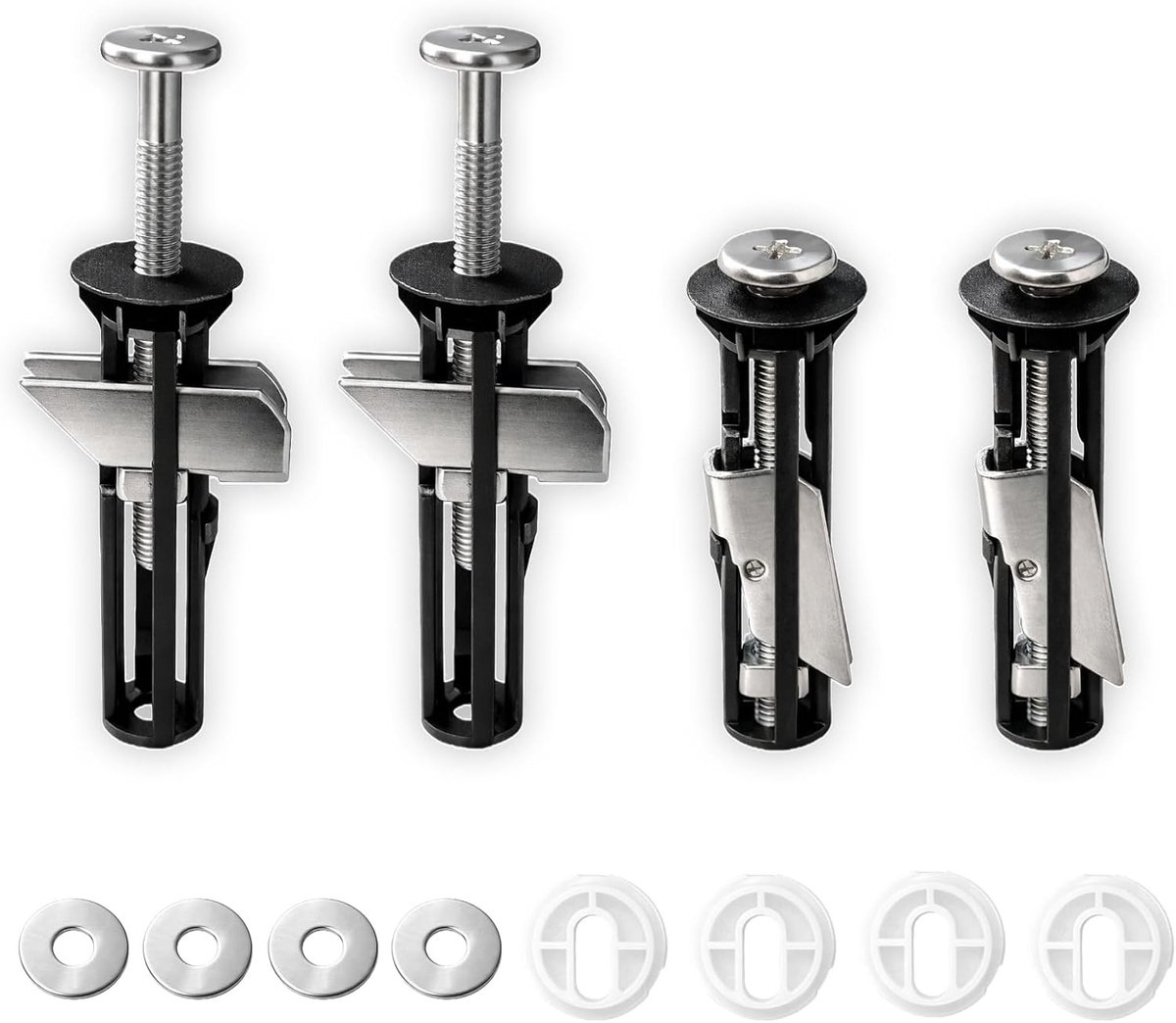 4 Stuks Toiletbril Bevestigingsschroeven, Vervangingskit met Ringen voor Standaard Toiletten, Toiletzitting Montage Accessoires