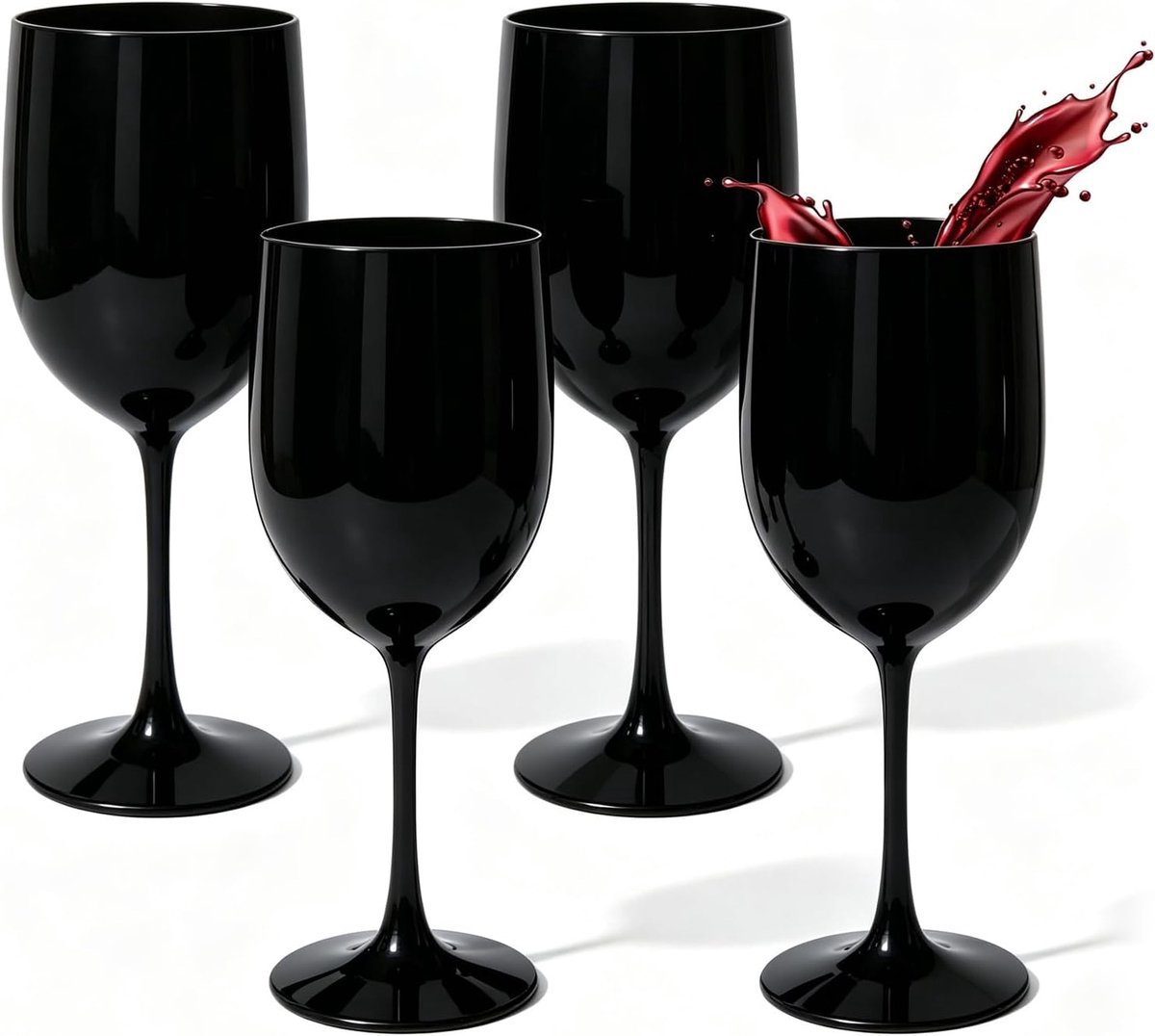 SnelShoppen - 4 Stuks Onbreekbare Kunststof Wijnglazen 480 ml - BPA-vrij Champagneglazen voor Feesten, Bruiloften, Verjaardagen, Kerstmis en Camping -