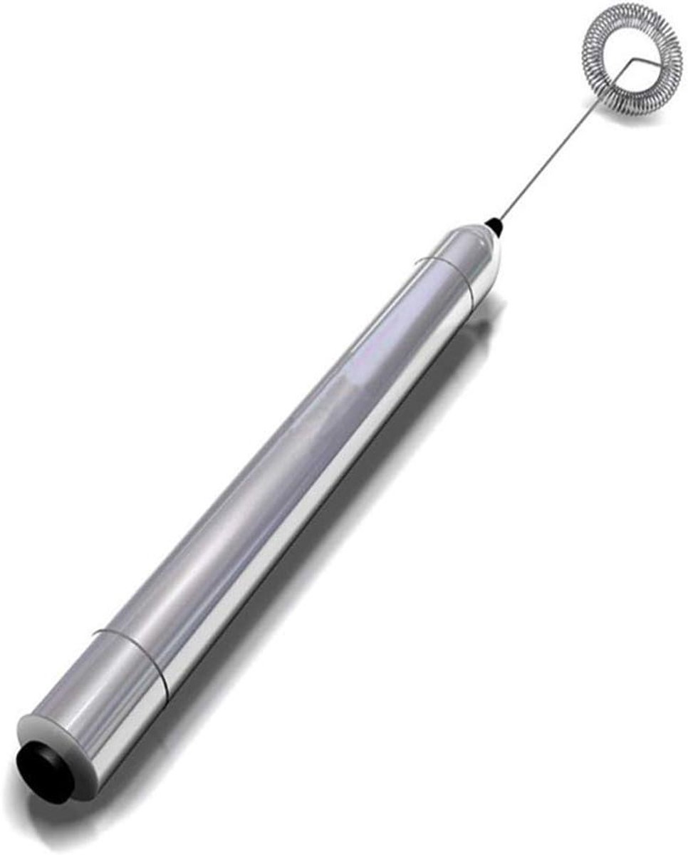 Elektrische Melkopschuimer RVS Klopper Dranken Bereiden Draadloos Gebruik 27 cm Zilver