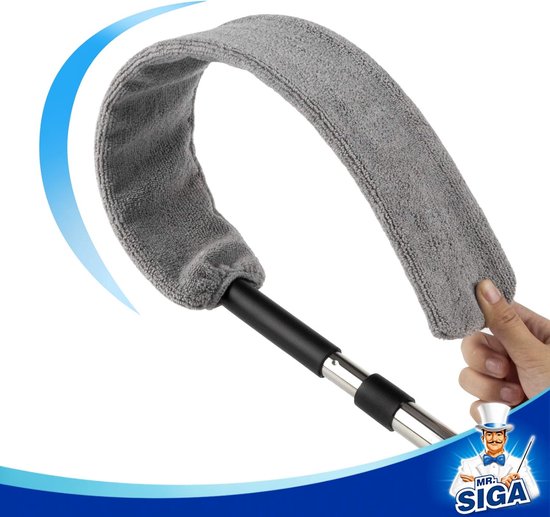 Microvezel Plumeau - Stofwisser Lange Steel - Hoge Oppervlakken Reinigen - Uitschuifbaar Flexibel - Tot 167 cm - Grijs — afbeelding 5