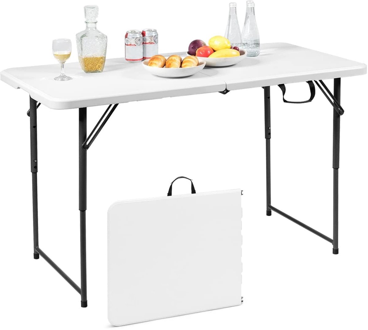 SnelShoppen - Verstelbare Campingtafel, Draagbare Klaptafel voor Tuin en Camping, Inklapbaar met Draaggreep, Lichtgewicht en Stevig, Ideaal voor Feest