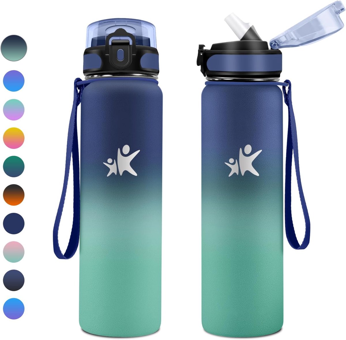 Thijox - Thermosfles 1L Lekvrij met Rietje, Herbruikbaar, BPA-vrij, Ideaal voor Kinderen en Volwassenen, Perfect voor Camping, Fietsen en Sport