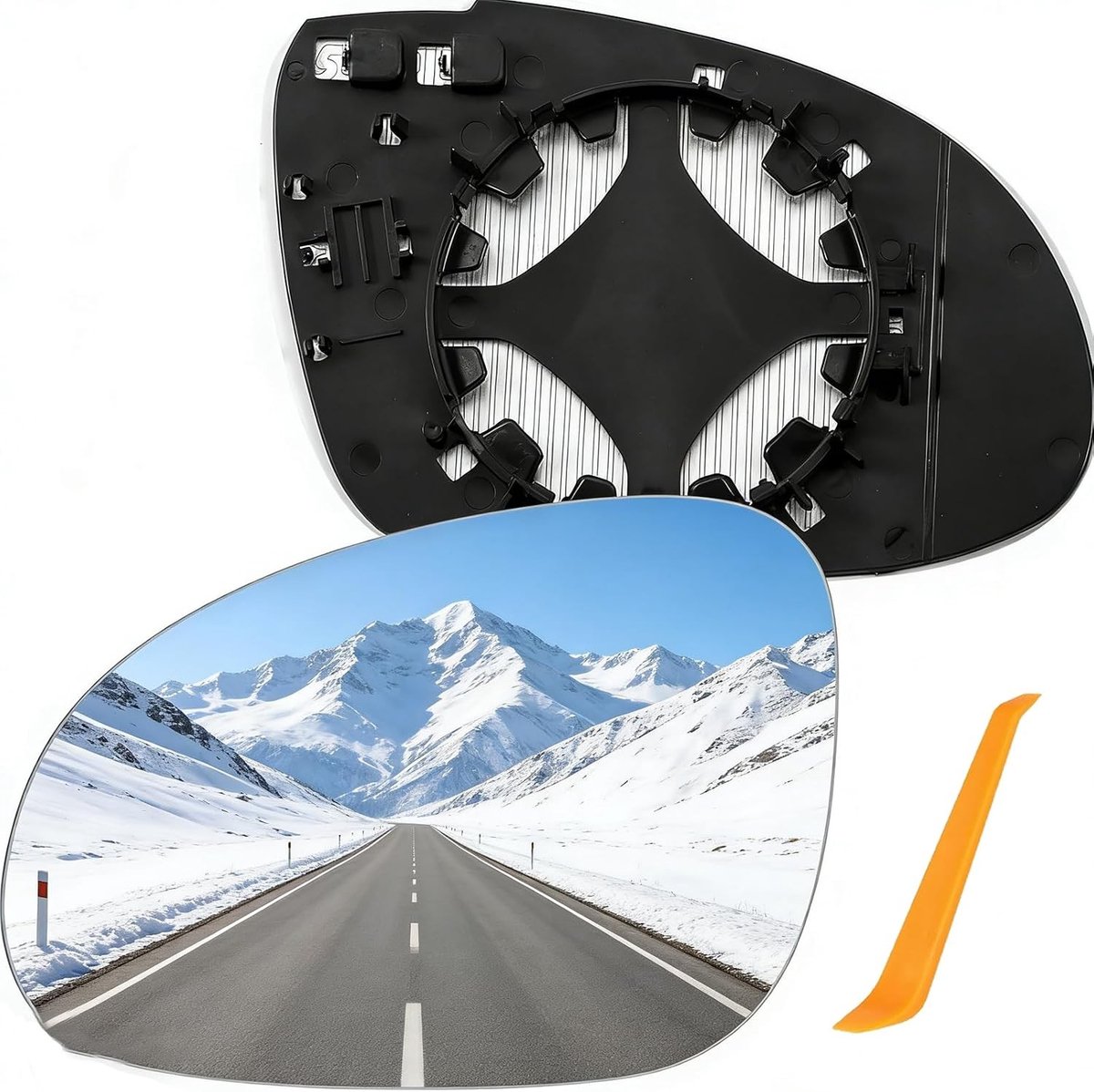 Verwarmbaar passagiersspiegelglas links voor VW Golf MK5, Jetta 5 en Passat B6 - Vervangend buitenspiegelglas met steunplaat voor optimale zichtbaarheid en veiligheid