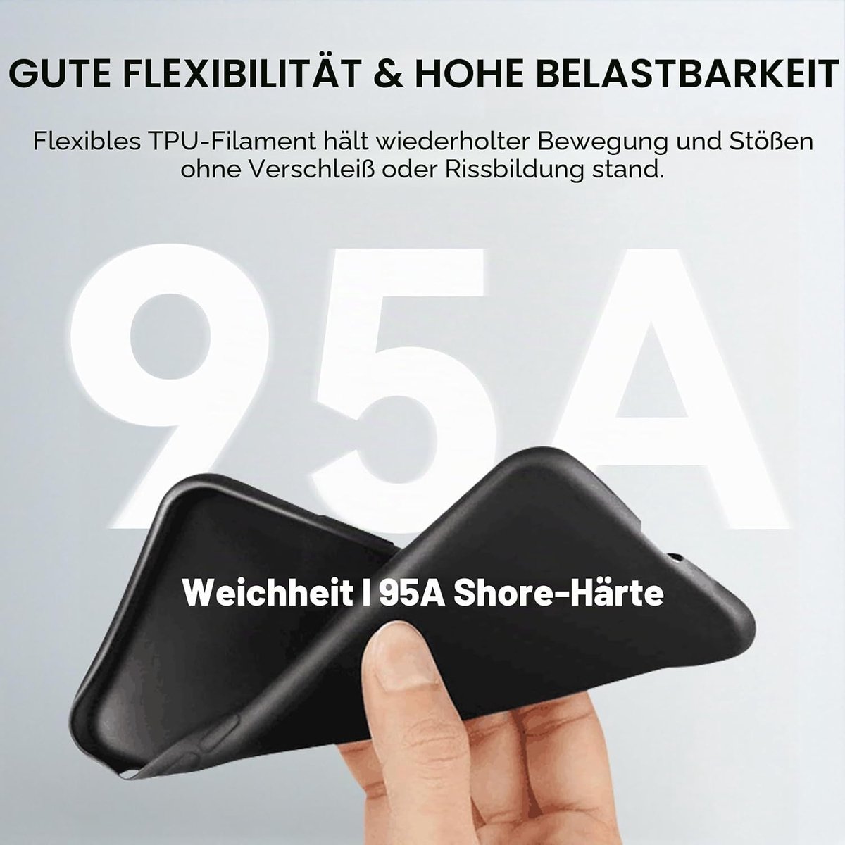 SnelShoppen - TPU-filament 1,75 mm zwart 95A, flexibel en stabiel 3D-printerfilament, hardheid 95A, maatnauwkeurigheid +/- 0,02 mm, geschikt voor FDM