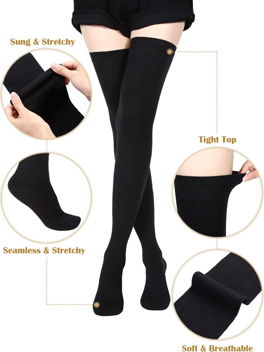 Over the knee gestreepte kniekousen voor dames - warme tube sokken voor cosplay en dagelijks gebruik