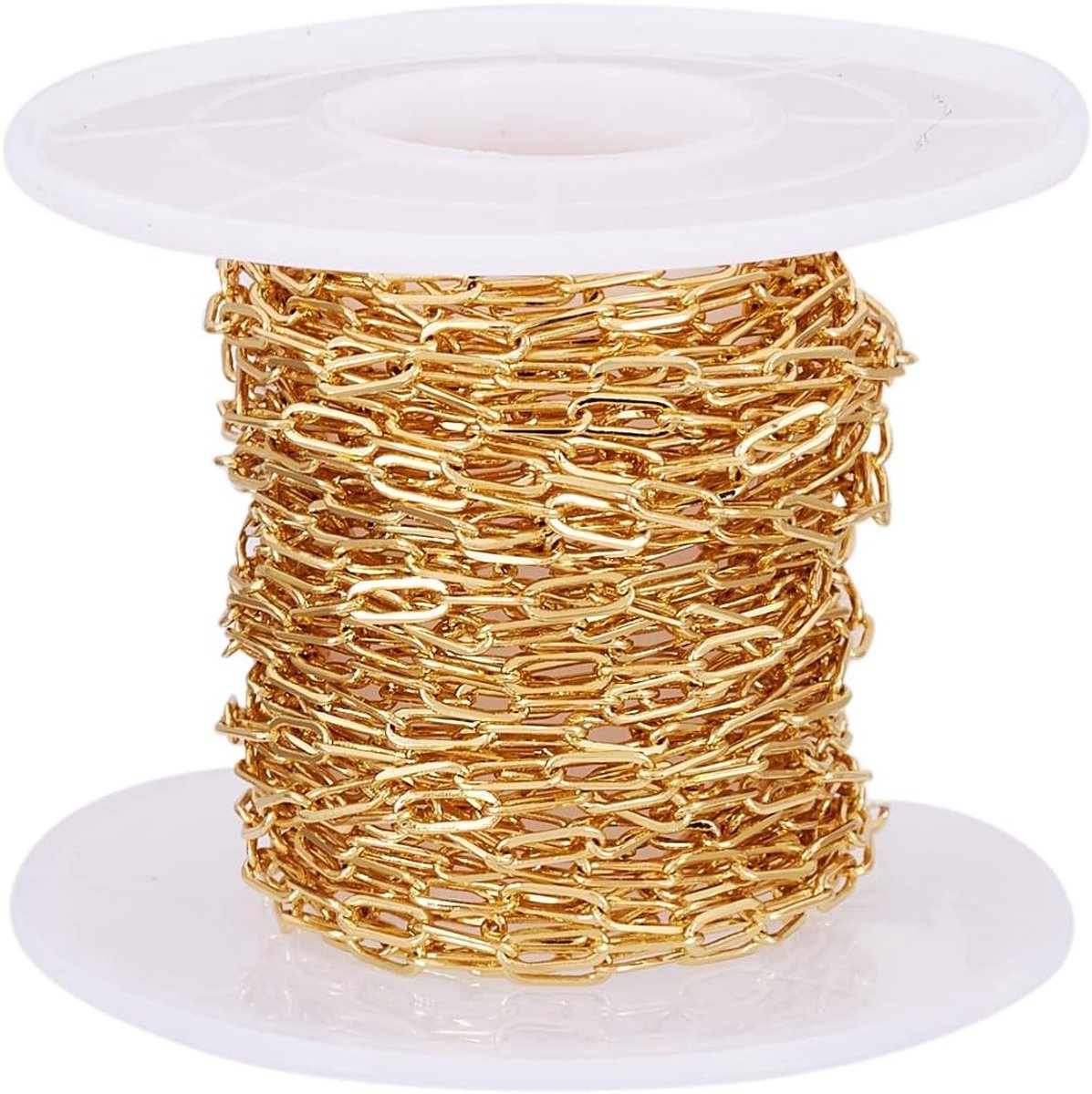 Elegante 18K Gouden Paperclip Ketting van 5 meter voor Choker en Armband, Perfect voor Sieraden Maken met Ovalen en Rechthoekige Links