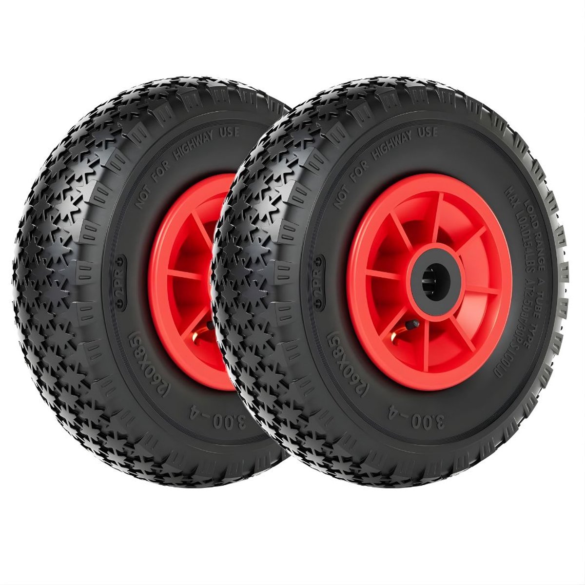 KIRA® Kruiwagenwiel - Kruiwagens - Kruiwagenwiel Anti Lek - Zwart/Rood - 30cm x 30cm x 10cm
