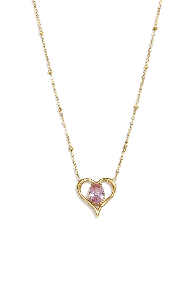 Roestvrijstalen Ketting met Hart Hanger – Simple Daily Simple Series - Roze