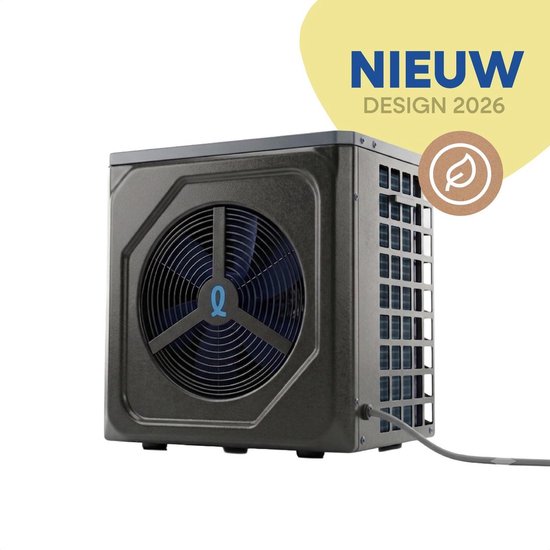 Zwarte Livin warmtepomp met ventilator en rooster, nieuw design 2026.