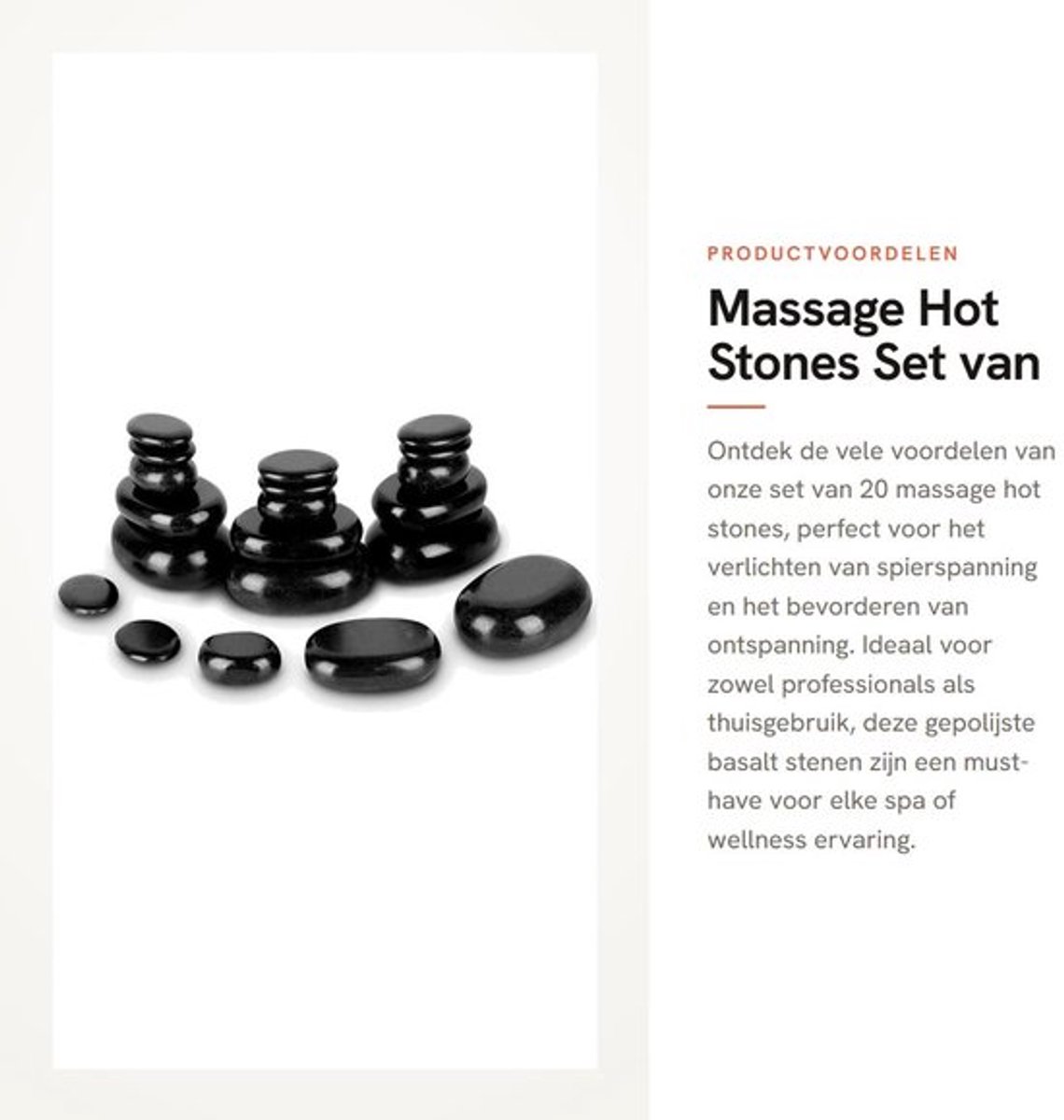 Hot Stones Set van 20 - Massage Stenen voor Spa - Ontspanning/Rug/Voetmassage - Pijnverlichting - Natuurlijke Basalt - Verbeterde Bloedcirculatie - Massagestenen
