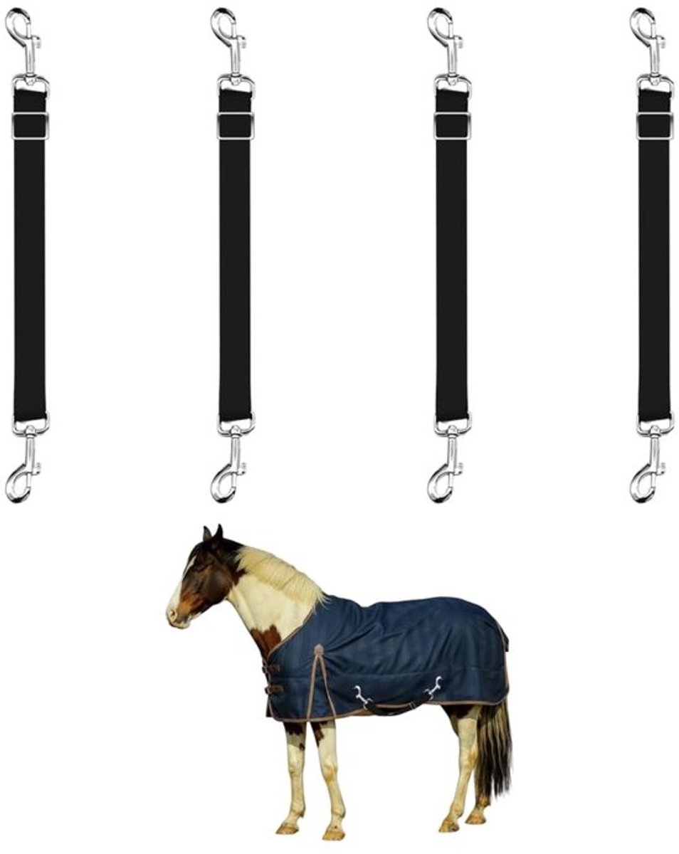 Dijbanden Set van 4 - Verstelbare Elastische Banden - 360° Rotatie - Robuust en Betrouwbaar - Stabiele Pasvorm - Trek- en Slijtvast - Paardendeken