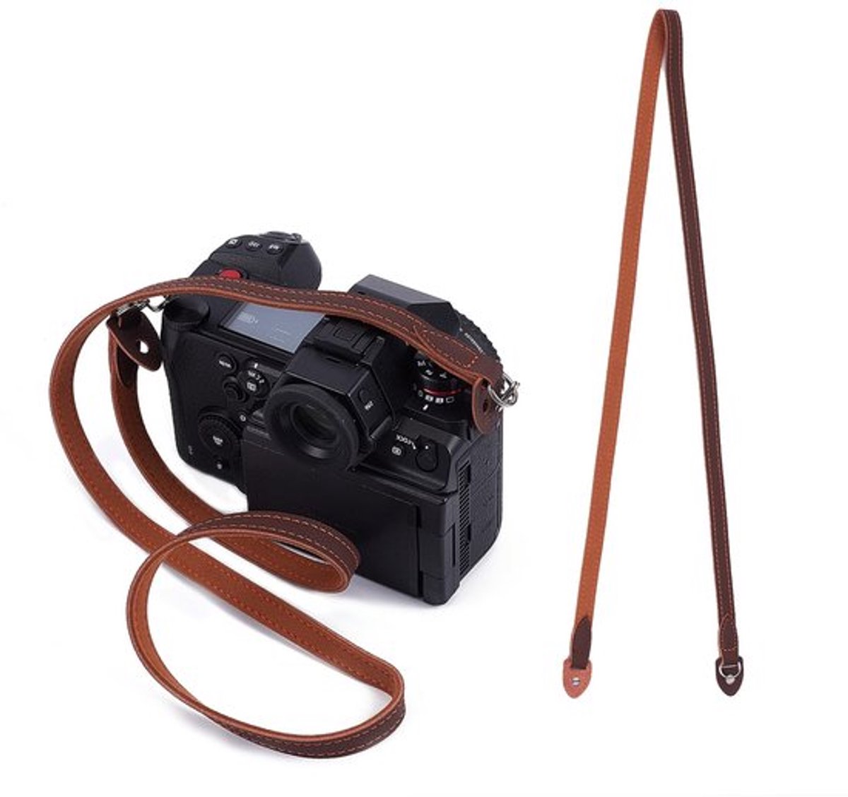 Camera Schouderriem Verstelbaar - Lederen Camerariem - Vintage Look - Robuust - Comfortabel - Stijlvolle Handnaden