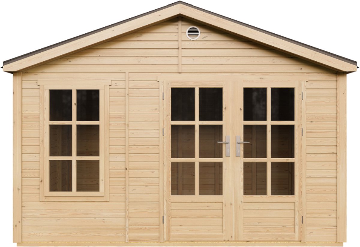 Timbela M734A - Houten tuinhuis - 8,88 m² - 276x382xH267 cm - zonder vloer met grijze dakshingles
