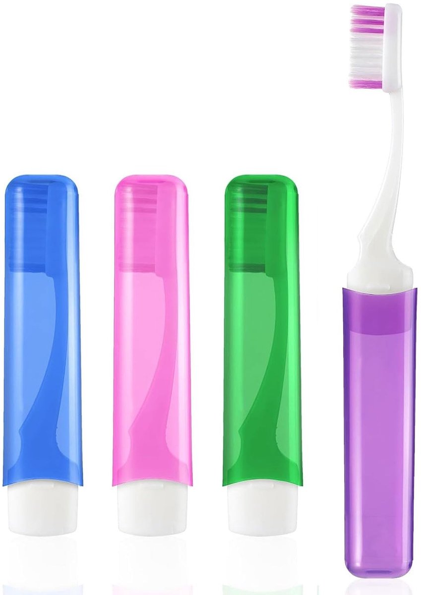 Solidchoice - Set van 4 Inklapbare Reis Tandenborstels voor Volwassenen
