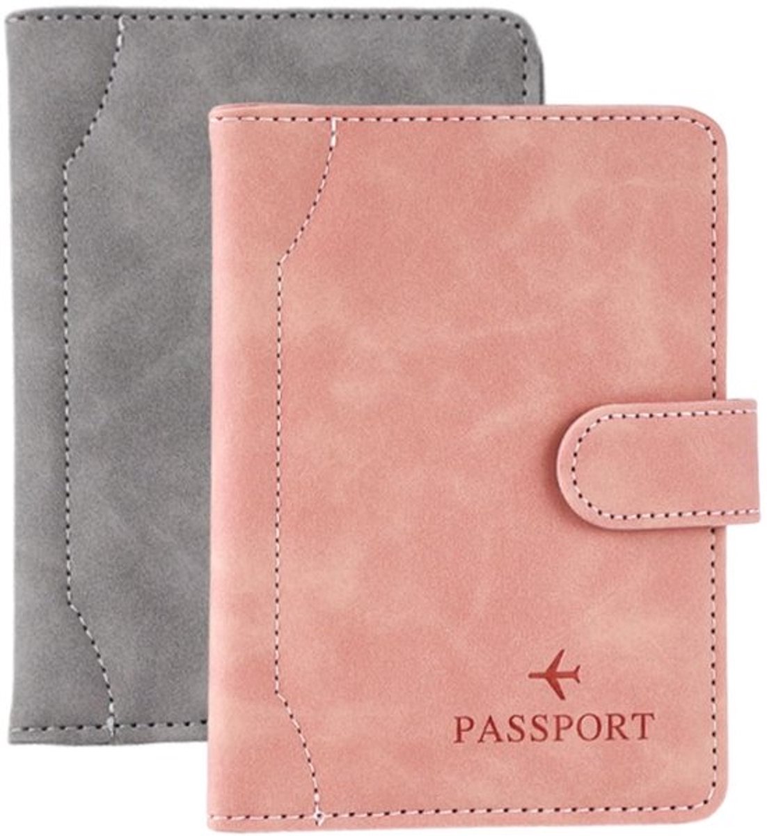 Paspoorthoes 2 stuks - Paspoorthouder - ID-hoes - Creditcardhoes - RFID-blokkering - PU-leer - 22 x 15 cm