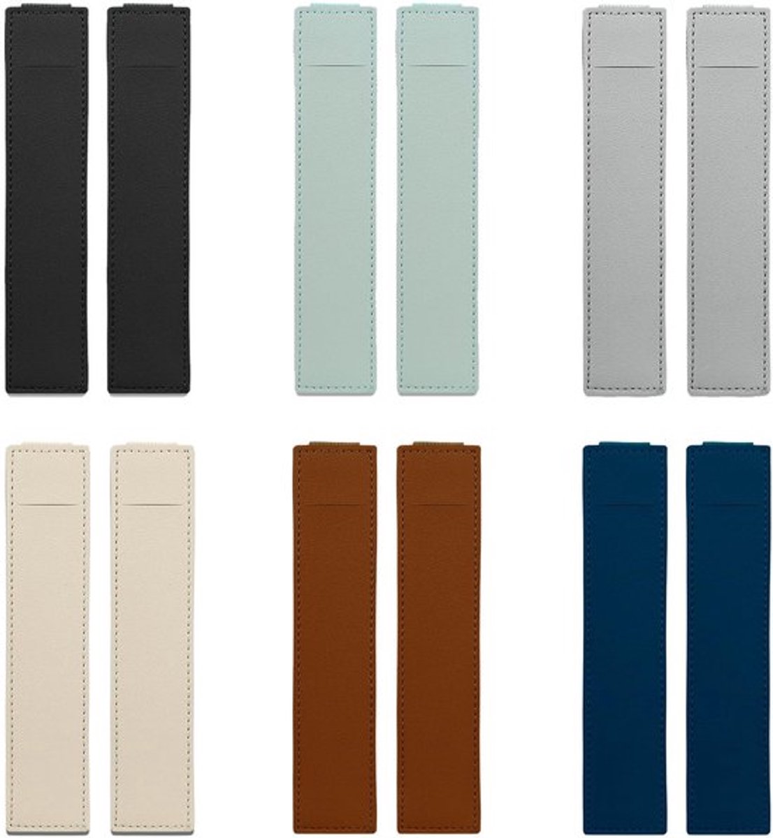 12 stuks pennenhouder voor notebook, PU-leer en nylon, verstelbaar, elastisch, zwart, wit, lichtblauw, donkerblauw, bruin, grijs