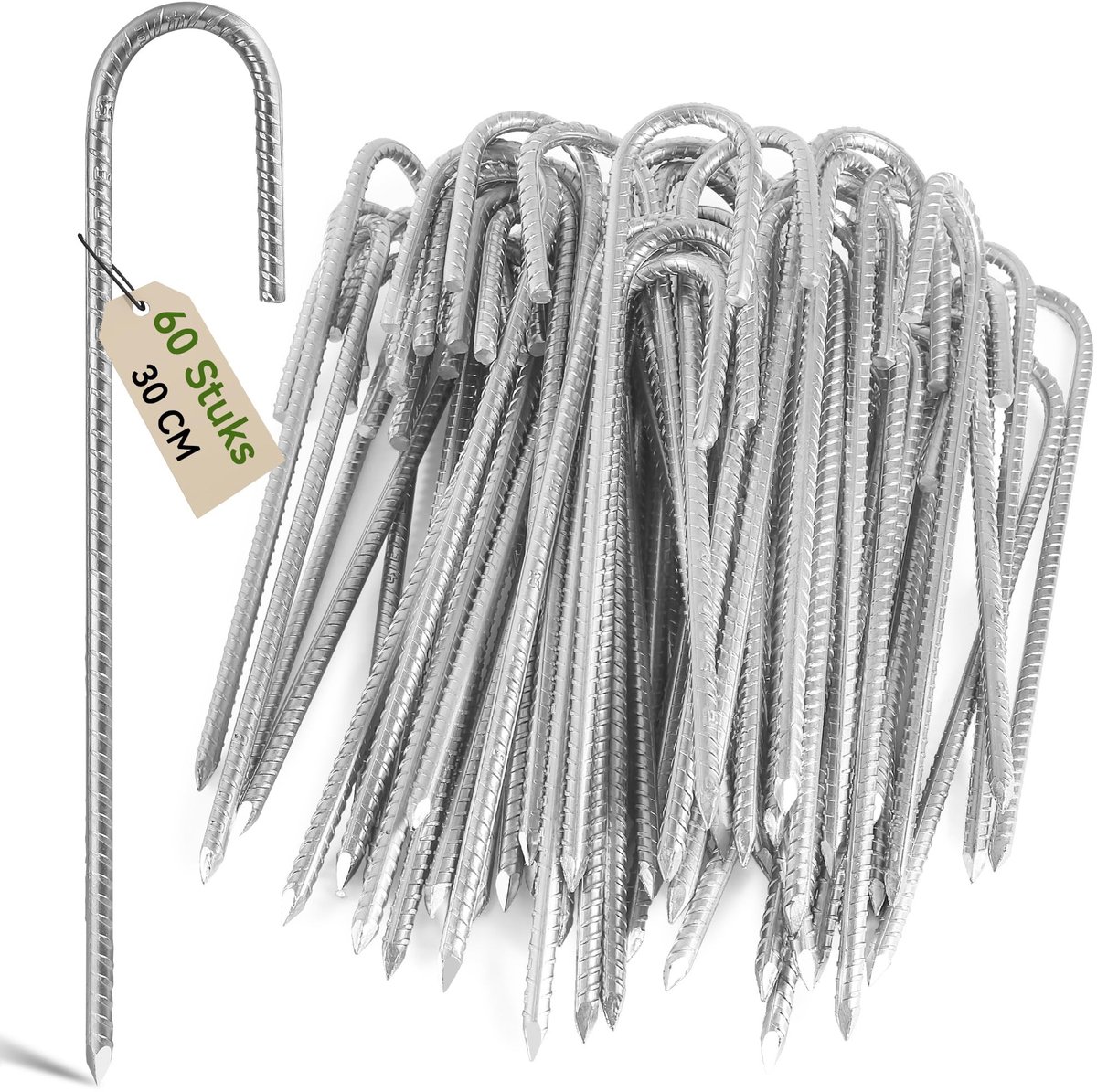 Solidchoice - 30cm Heavy Duty Grondpinnen voor Tenten en Trampolines (60 Stuks)