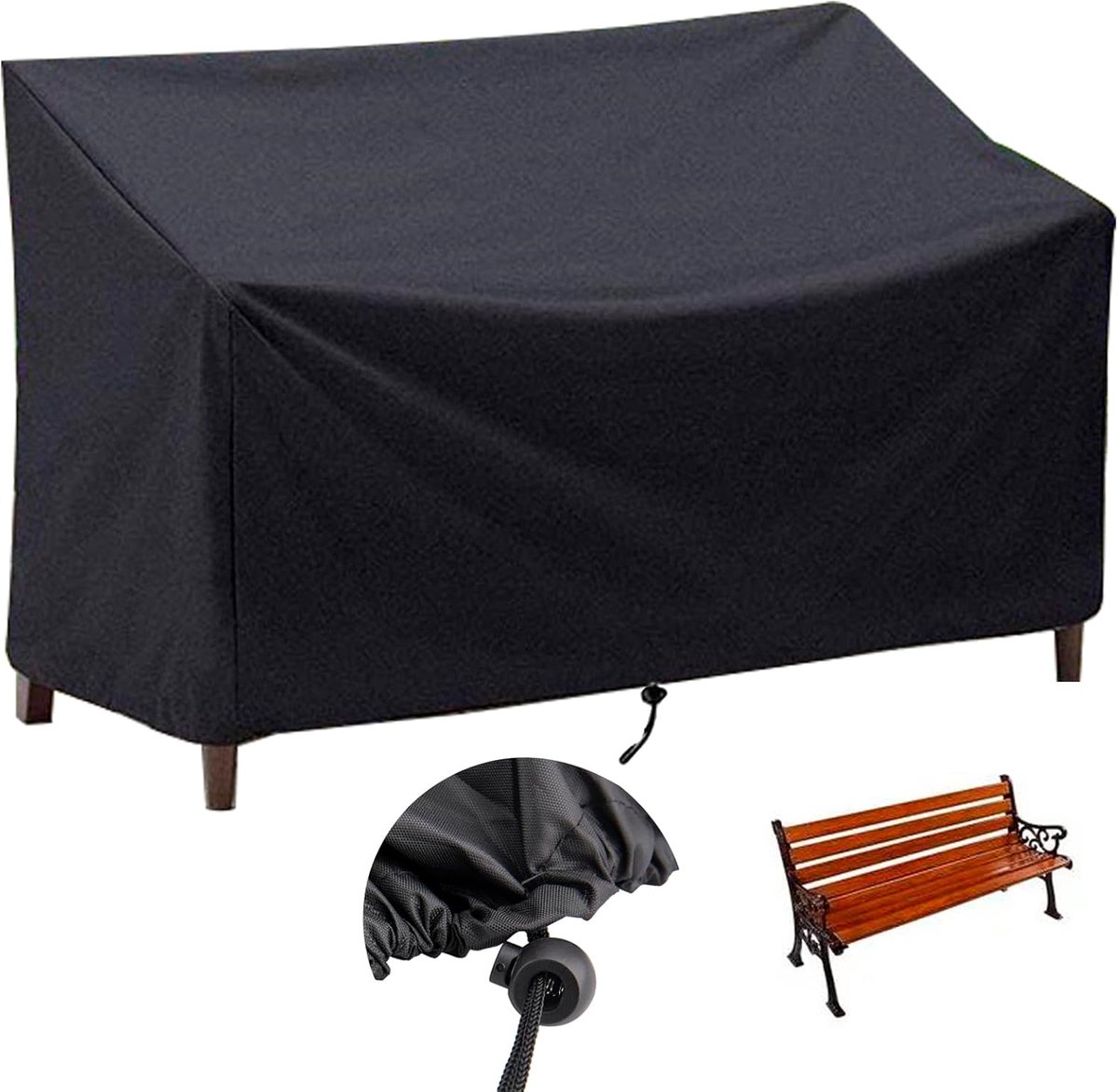 Waterdichte Hoes voor Buitenbank - Beschermer voor Tuinmeubilair (2 Zits) - Weerbestendige Cover voor Tweezitsbank (135 x 66 x 89 cm) - Zwart