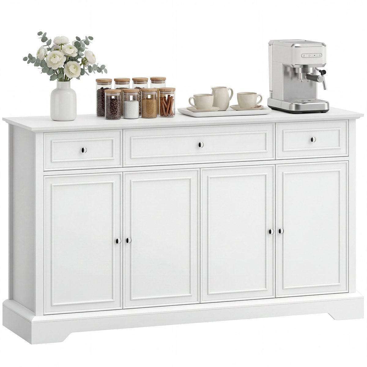 HOMCOM Dressoir - MDF, spaanplaat - 136 x 38 x 80 cm - Wit