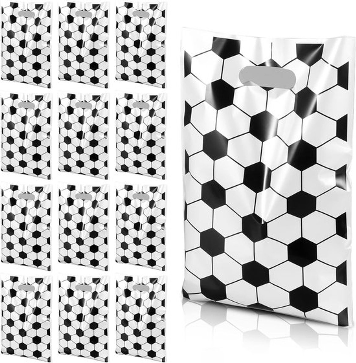 50 stuks papieren voetjes, kunststof goodiezakjes, voetbal, verjaardag, cadeauzakjes, snoepzakjes voor het verpakken van geschenken, weggeefzakjes, kinderverjaardag, bruiloft, enz