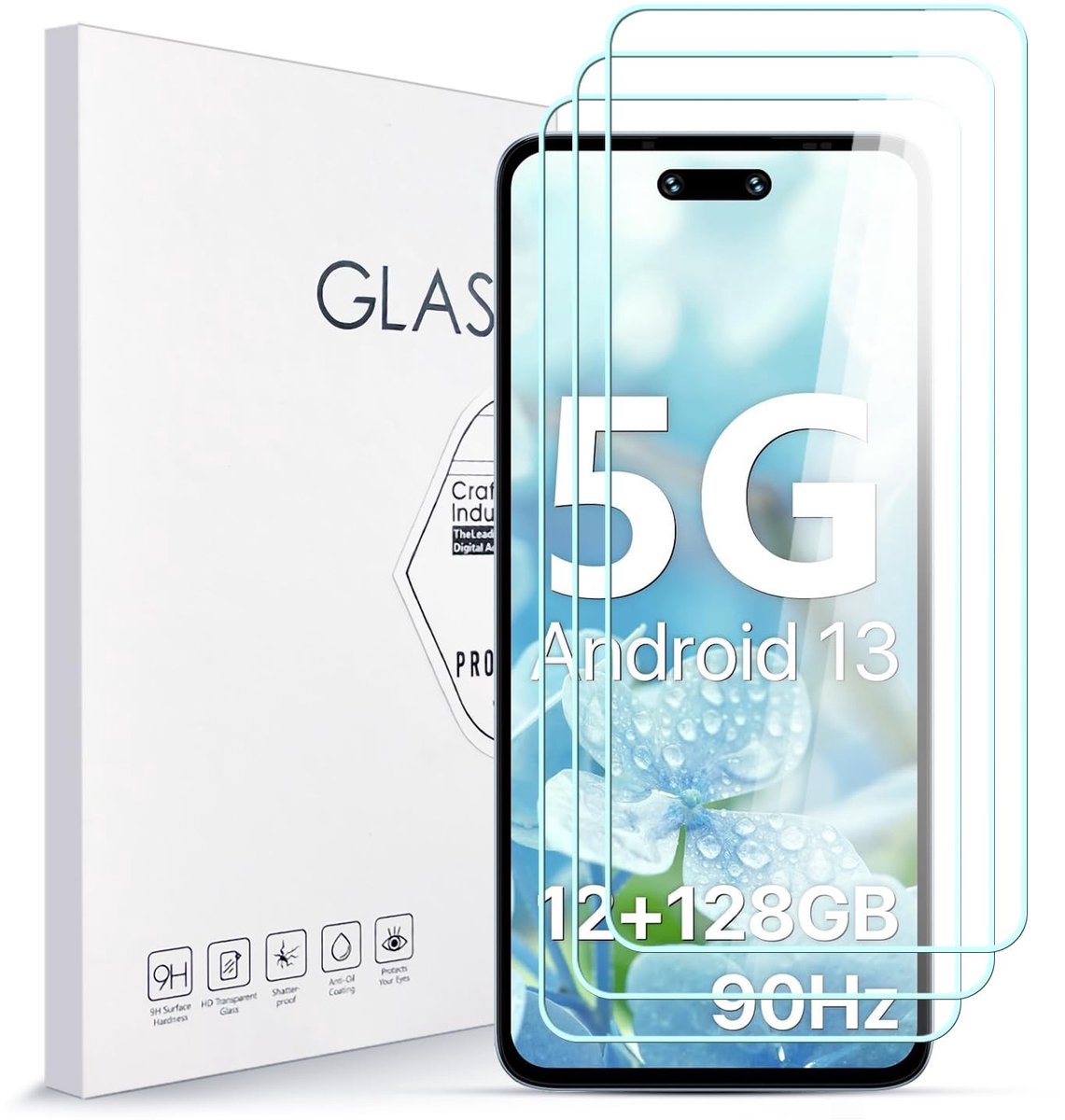 Solidchoice - Set van 3 Beschermfolies voor Smartphone met 9H Hardheid