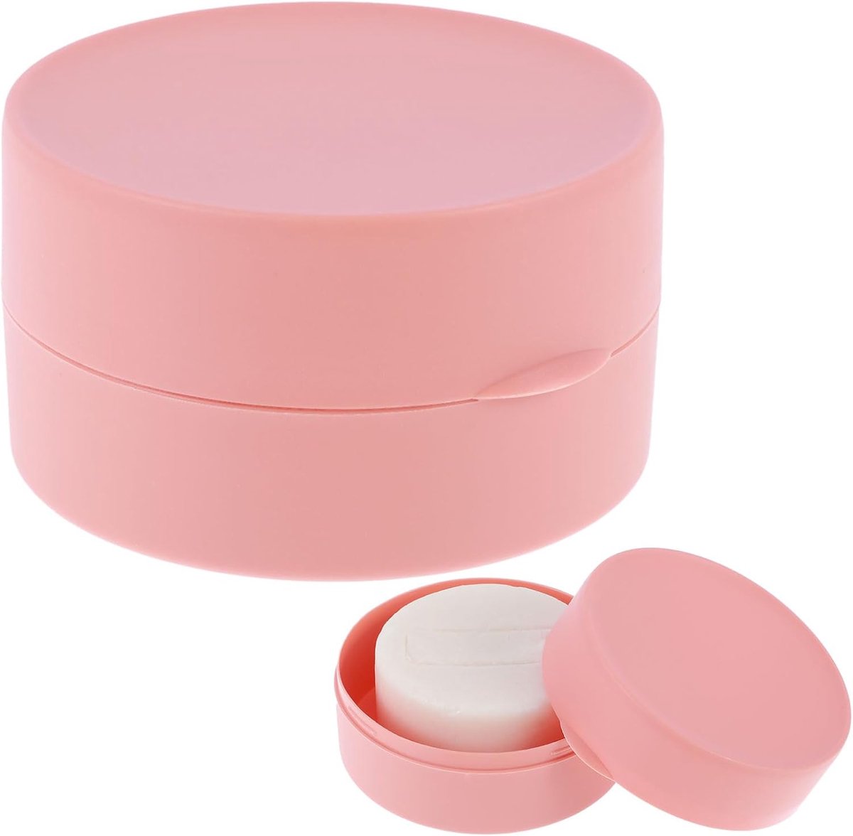 Ronde Reisseepdoos - Draagbare Plastic Zeepbox Met Deksel - Douchezeephouder Voor Vaste Shampoo En Zeep - Opbergbakje 7x7 Cm - Roze