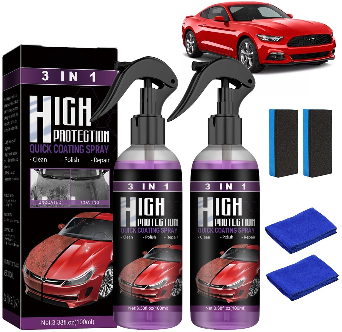Solidchoice - 3-in-1 Hoge Bescherming Auto Coating Spray Set van 2