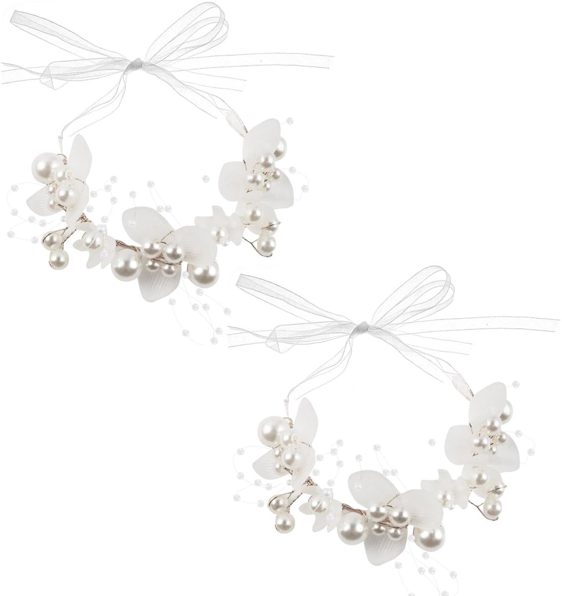 Solidchoice - 2 Stuks Verstelbare Damesarmband met Bloem en Parels
