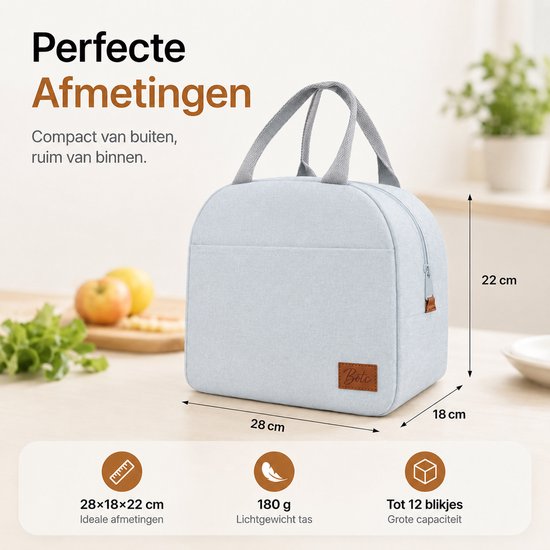 BOTC Koeltas - Lunchtas - 7 liter - Koeltasje - Geïsoleerde Koeltas - 25x21x14cm - Lichtblauw van BOTC — afbeelding 2