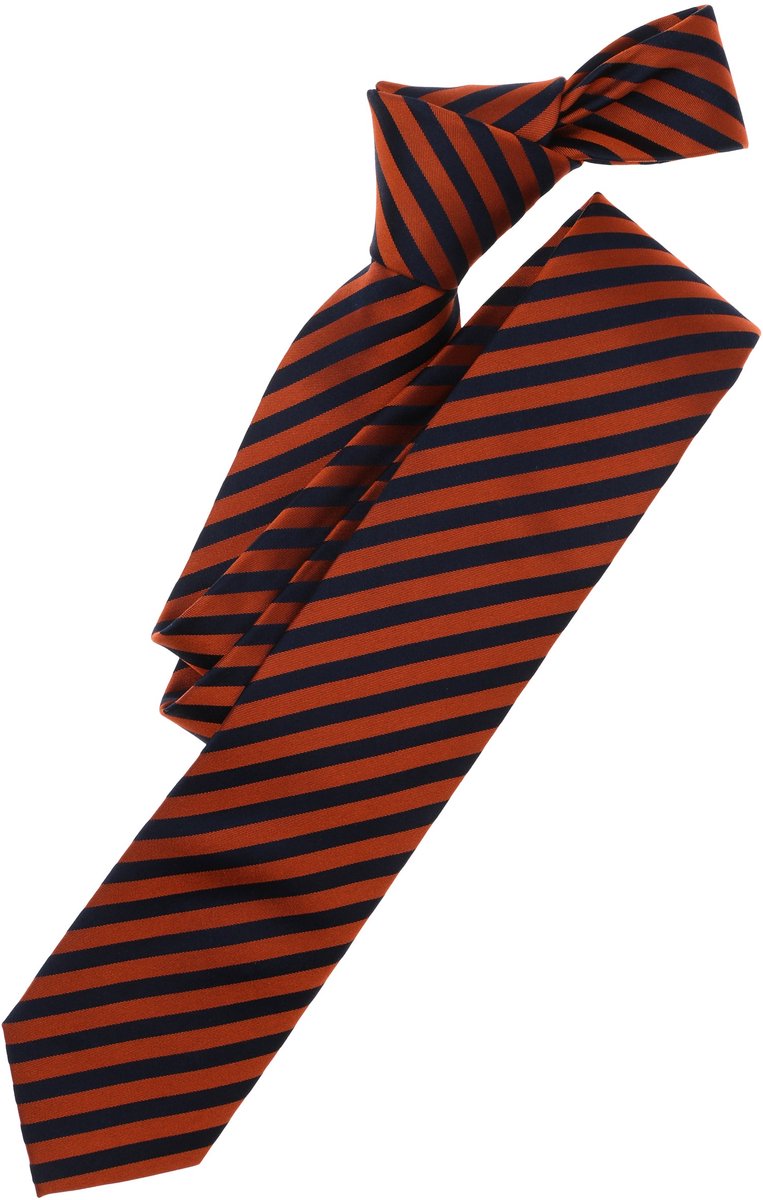 VENTI stropdas - oranje - donkerblauw gestreept