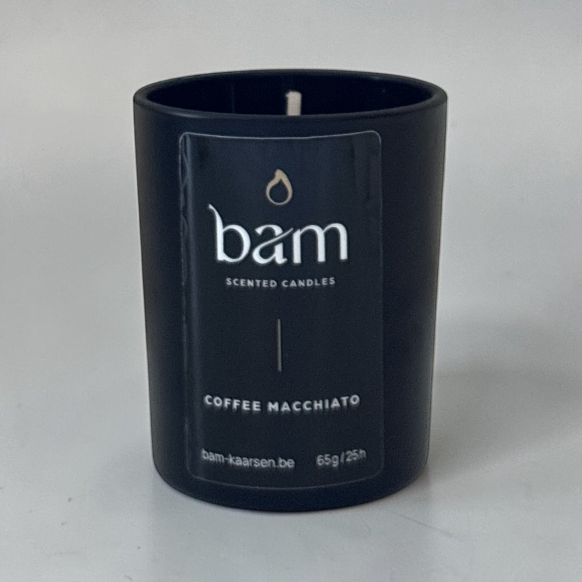 Bam Coffee Macchiato Mini Geurkaars – Black Collection Small – 25 Branduren – 65 g – Zonnebloemwas – Vegan - koffie zwart