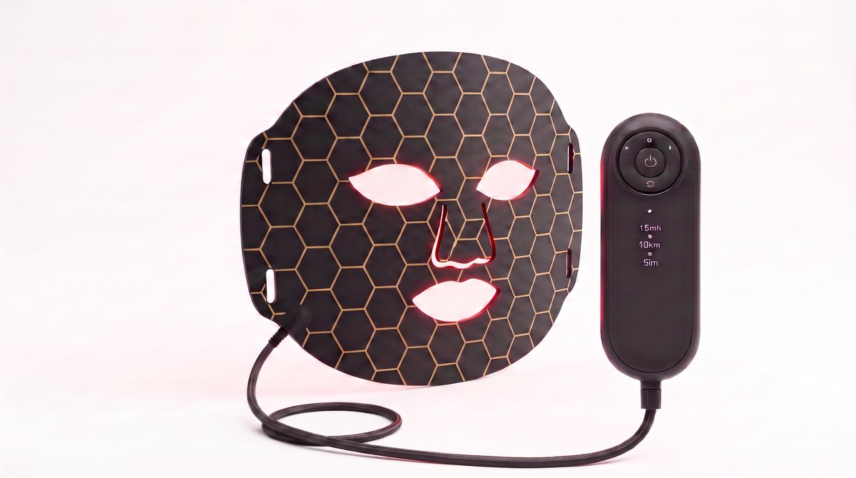 Element® LED Gezichtsmasker - 4-in-1 Lichttherapie - Rood, Blauw, Groen & Geel Licht - Anti-Acne & Anti-Aging - Collageen Booster - Incl. Afstandsbediening
