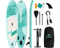 LifeGoods SUP Board Allround Compact - 120 KG Draagkracht - 300 x 76 cm - Opblaasbaar - Compleet SUP pakket - Mintgroen
