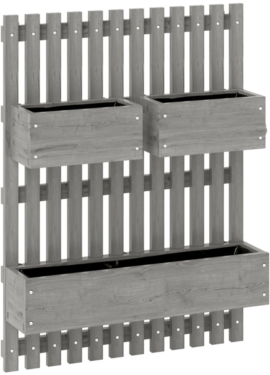 Verticale Wandplantenbak Hout – 3 Verstelbare Bloembakken – 60x16x80 cm – Balkon Plantenrek met Latwerk – Voor Tuin - Balkon & Terras
