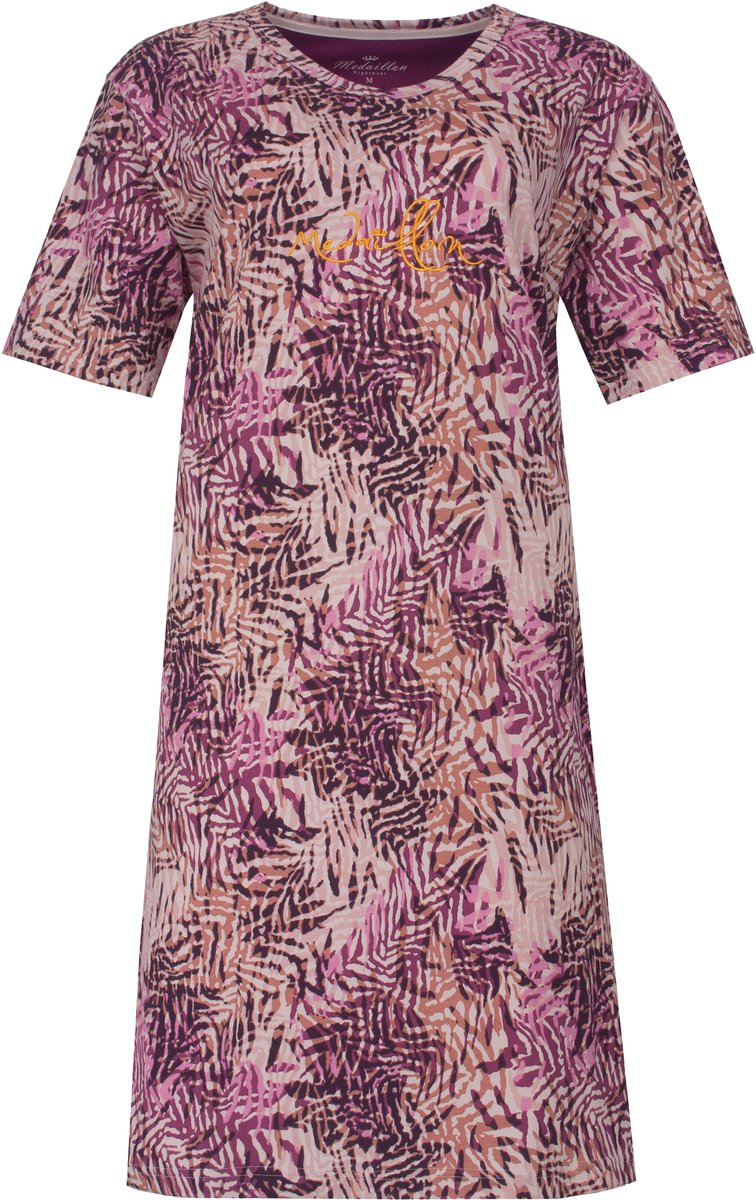 Medaillon Dames Nachthemd - Korte Mouwen - Violet- Maat 3XL