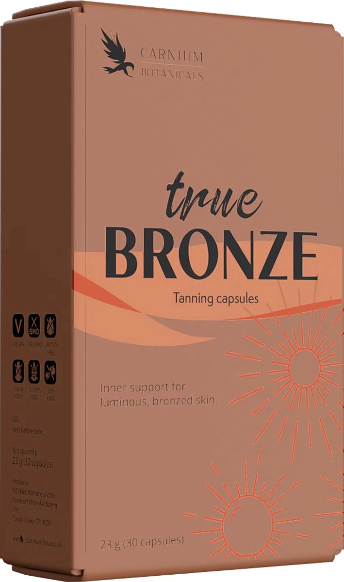 Carnium Botanicals TrueBronze Tanning – Voedingssupplement – Beta-Caroteen, Lycopeen & Astaxanthine – Natuurlijke Bruiningsformule – Vegan – 60 Capsules