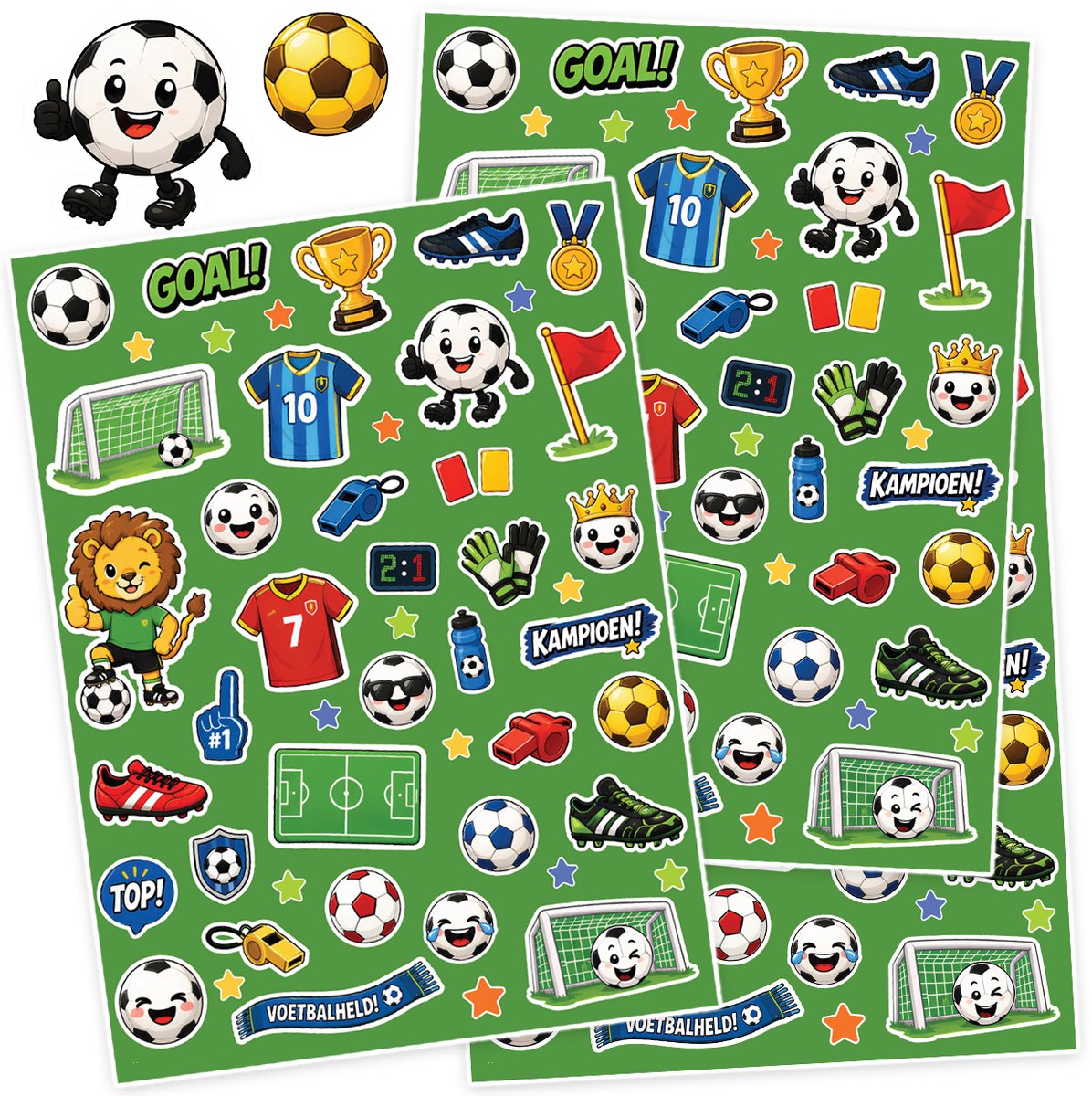 Voetbal Stickers - 3 Grote Stickervellen voor Kinderen - Voetbal Speelgoed
