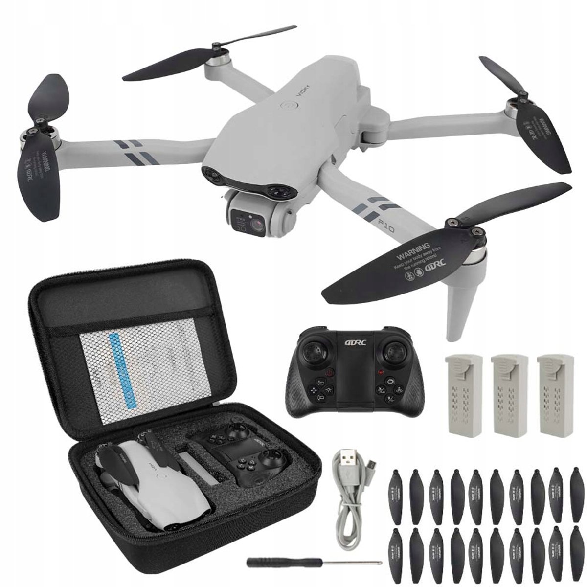 F10 Drone met Camera - Opvouwbare WiFi Drone - Dubbele 480P Camera - Optical Flow Hover - Headless Modus en One-Key Take-Off - 3x 1600mAh Accu - Voor Foto, Video en Recreatief Vliegen thumbnail 2